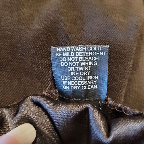 Vintage 90's Dress Pants Faux Suede High Rise Elastic Waist Tapered Brown 16 - Picture 5 of 5